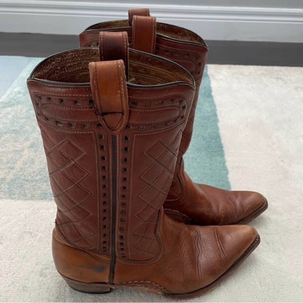 Vintage Acme Diamond Quilt Inlay Cowboy/western Boots – Men’s Size 9 D